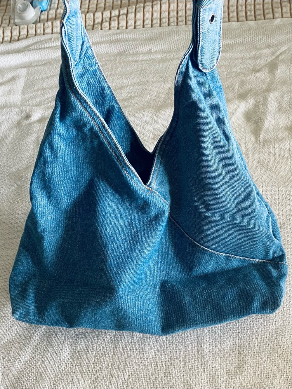 Denim Shoulder Hobo Bag in Blue - Picture 7 of 14